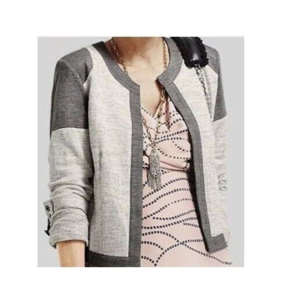 NWT Cabi Gray Color Block Cropped Motto Jacket - Picture 6 of 8
